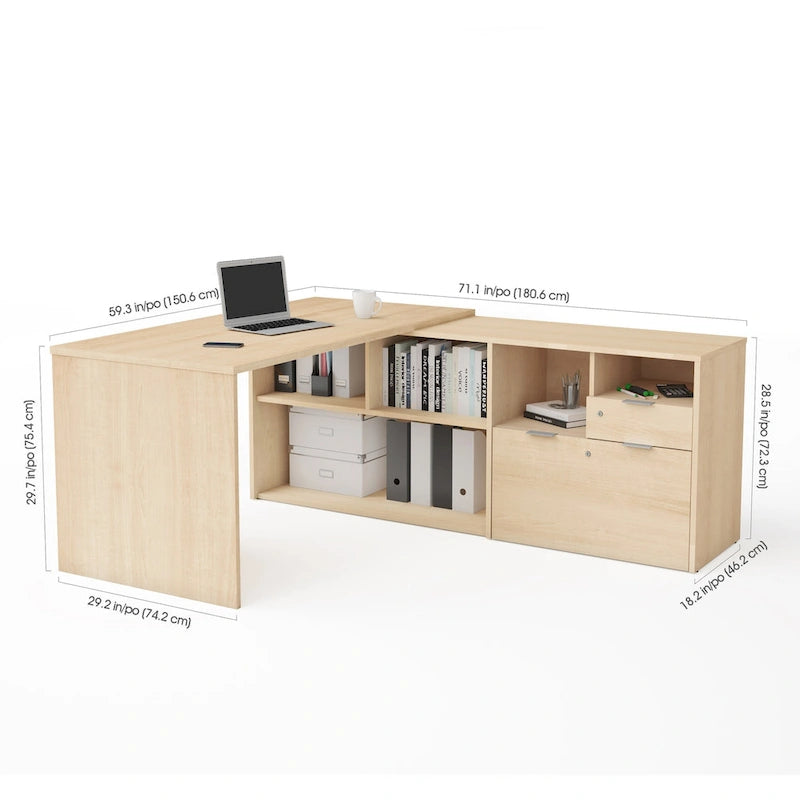Bestar i3 Plus L-shaped 2-drawer Desk