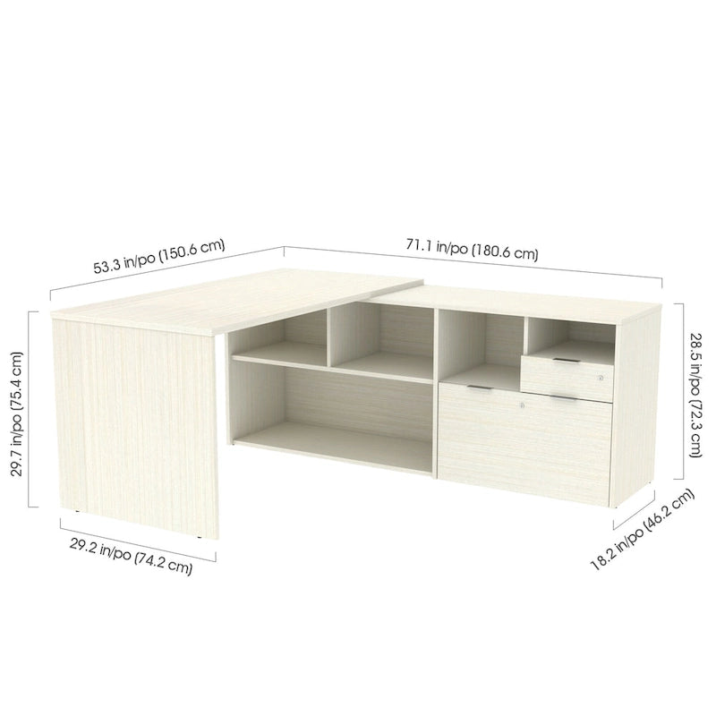 Bestar i3 Plus L-shaped 2-drawer Desk