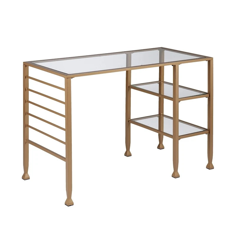 SEI Furniture Amelie Gold Metal/Glass Writing Desk