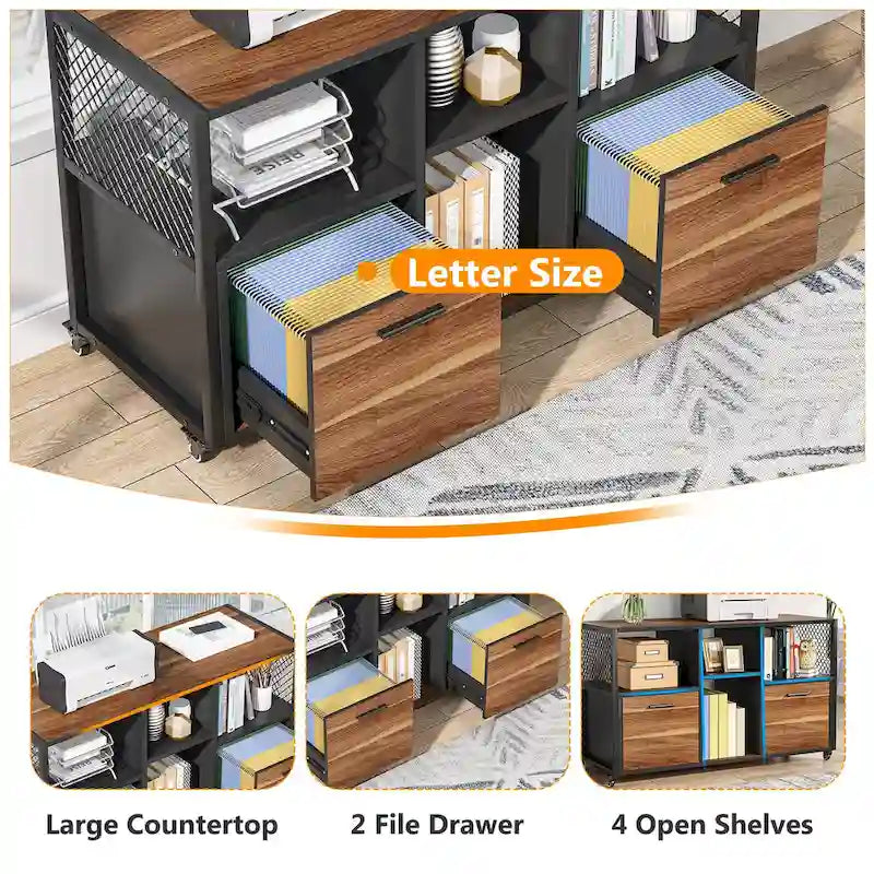 Modern File Cabinet Mobile Lateral Filing Cabinet for Home Office