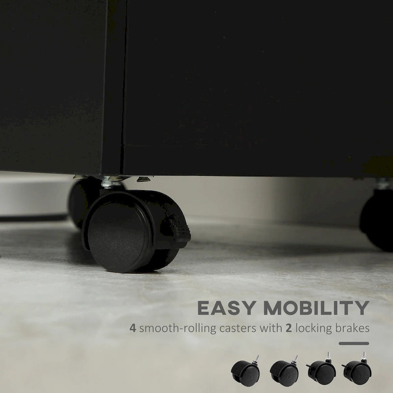 HOMCOM 3 Drawer Mobile File Cabinet, Rolling Printer Stand, Vertical Filing Cabinet