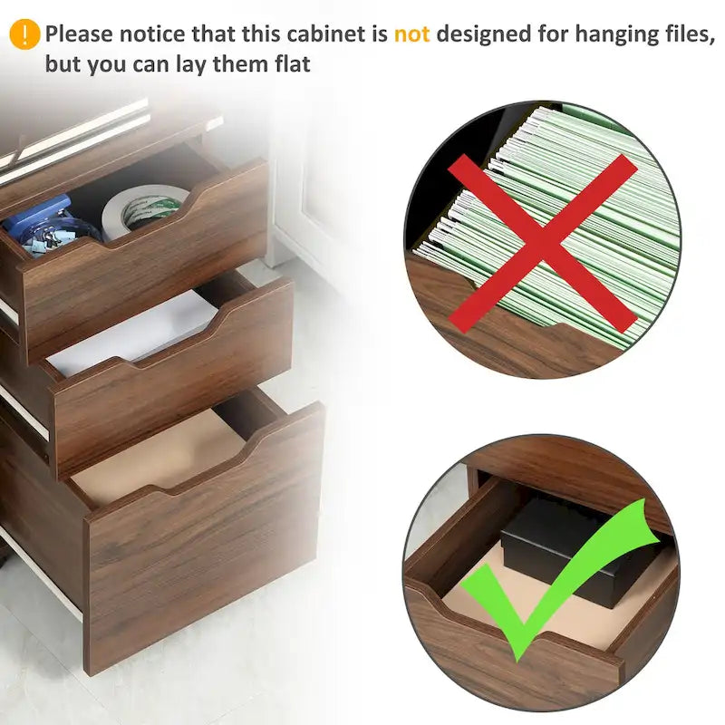 HOMCOM 3 Drawer Mobile File Cabinet, Rolling Printer Stand, Vertical Filing Cabinet