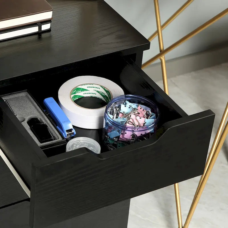 HOMCOM 3 Drawer Mobile File Cabinet, Rolling Printer Stand, Vertical Filing Cabinet