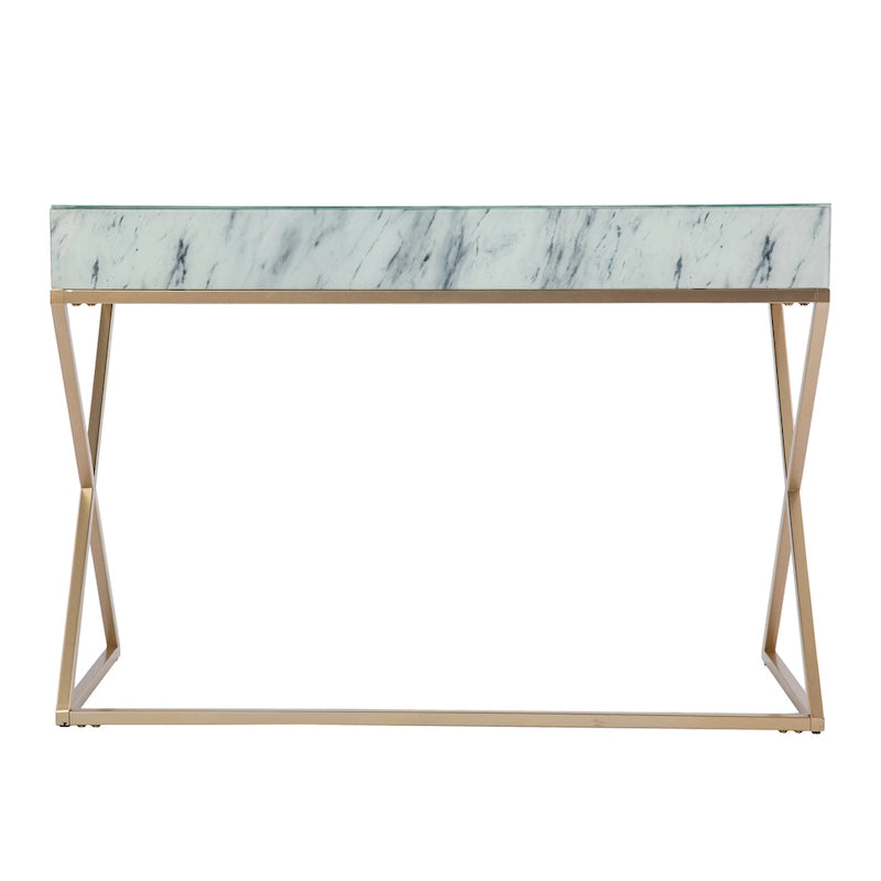 SEI Furniture Kewen Glam White Stone Writing Desk