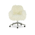 Amber Off-White Faux Fur Office Chair