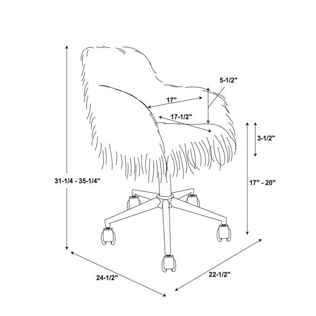 Amber Off-White Faux Fur Office Chair