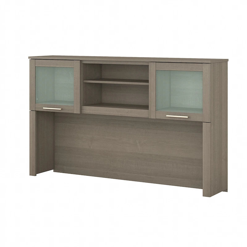 Bush Furniture Somerset Ash Gray 60W Hutch for L Shaped Desk - 59.09 L x 12.50 W x 35.69 H