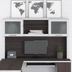 Bush Furniture Somerset Ash Gray 60W Hutch for L Shaped Desk - 59.09 L x 12.50 W x 35.69 H