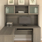 Bush Furniture Somerset Ash Gray 60W Hutch for L Shaped Desk - 59.09 L x 12.50 W x 35.69 H