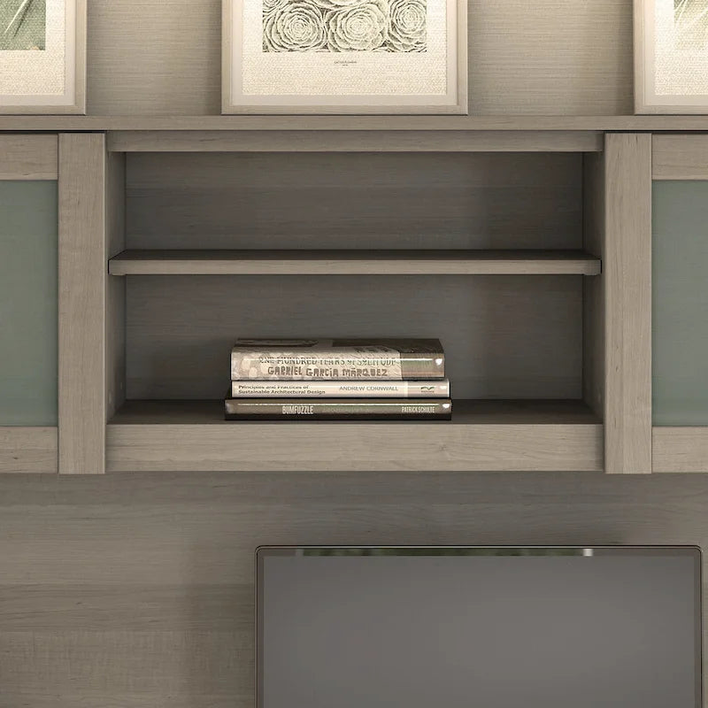 Bush Furniture Somerset Ash Gray 60W Hutch for L Shaped Desk - 59.09 L x 12.50 W x 35.69 H