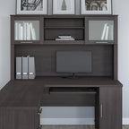 Bush Furniture Somerset Ash Gray 60W Hutch for L Shaped Desk - 59.09 L x 12.50 W x 35.69 H