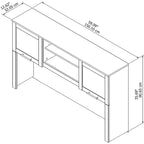 Bush Furniture Somerset Ash Gray 60W Hutch for L Shaped Desk - 59.09 L x 12.50 W x 35.69 H
