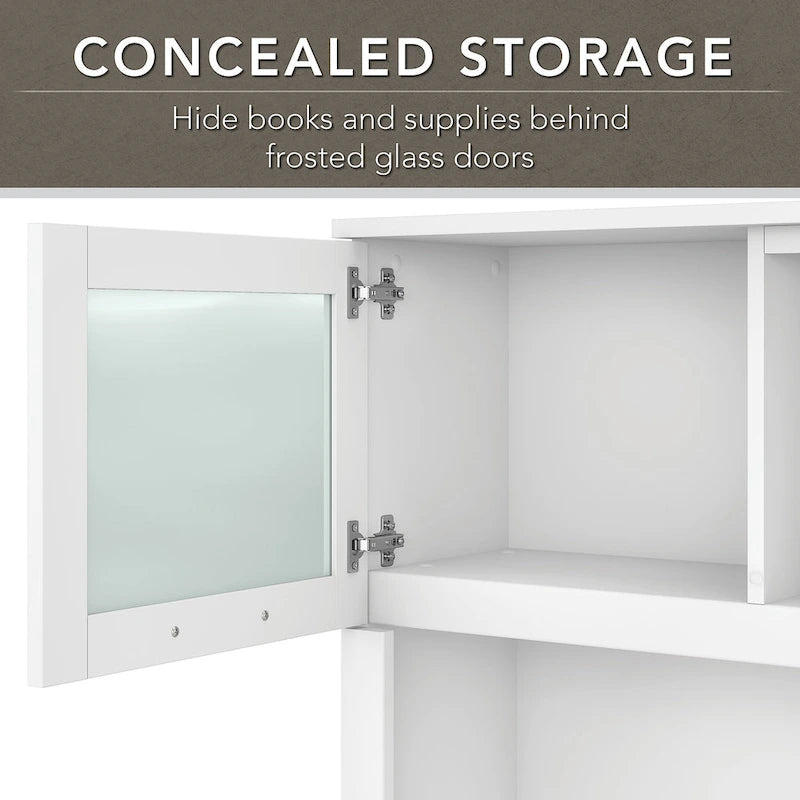 Bush Furniture Somerset Ash Gray 60W Hutch for L Shaped Desk - 59.09 L x 12.50 W x 35.69 H