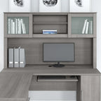 Bush Furniture Somerset Ash Gray 60W Hutch for L Shaped Desk - 59.09 L x 12.50 W x 35.69 H