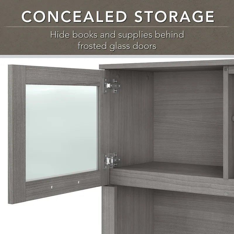 Bush Furniture Somerset Ash Gray 60W Hutch for L Shaped Desk - 59.09 L x 12.50 W x 35.69 H