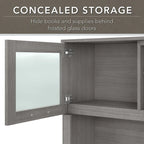 Bush Furniture Somerset Ash Gray 60W Hutch for L Shaped Desk - 59.09 L x 12.50 W x 35.69 H