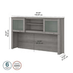 Bush Furniture Somerset Ash Gray 60W Hutch for L Shaped Desk - 59.09 L x 12.50 W x 35.69 H