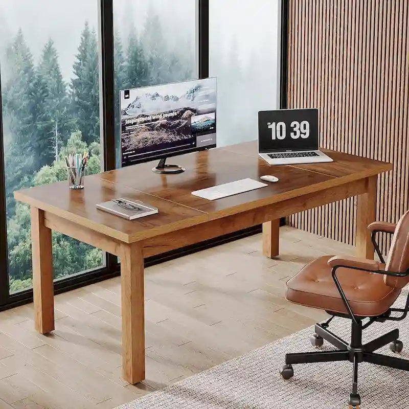 71 Inch Executive Desk, Farmhouse Computer Desk For Home Office