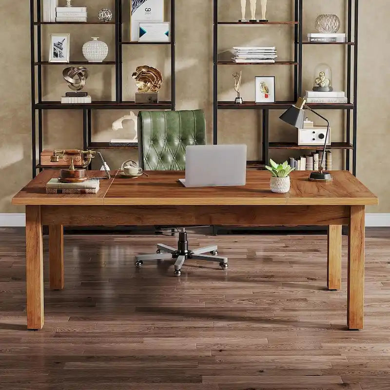 71 Inch Executive Desk, Farmhouse Computer Desk For Home Office