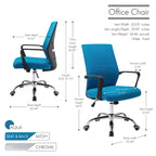 Porthos Home Balzac Mesh Ergonomic Office Chair with Chrome Roller Base