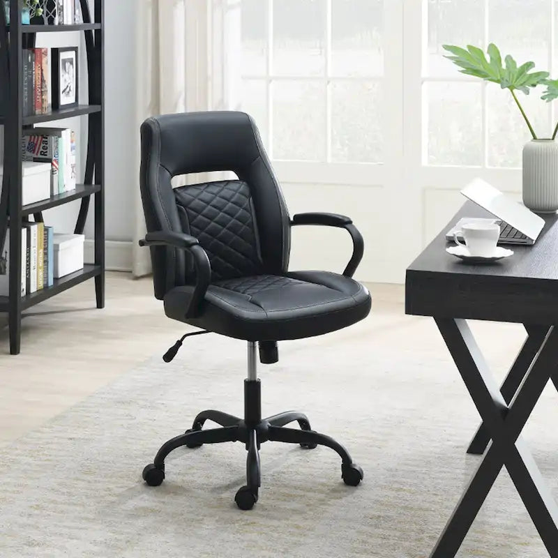 Upholstered Office Chair with Padded Armrests