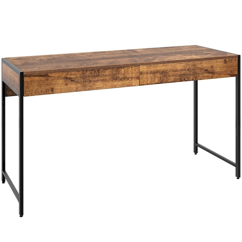 Writing Desk with 2 Drawers Computer Wooden Desk Spacious Workstation