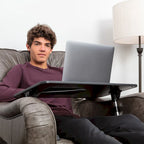 Husband Pillow - Lap Desk Wood Small Top - Fits Up to 17  Laptop - with Dual Cushion, Multifunctional Slot for Tablet