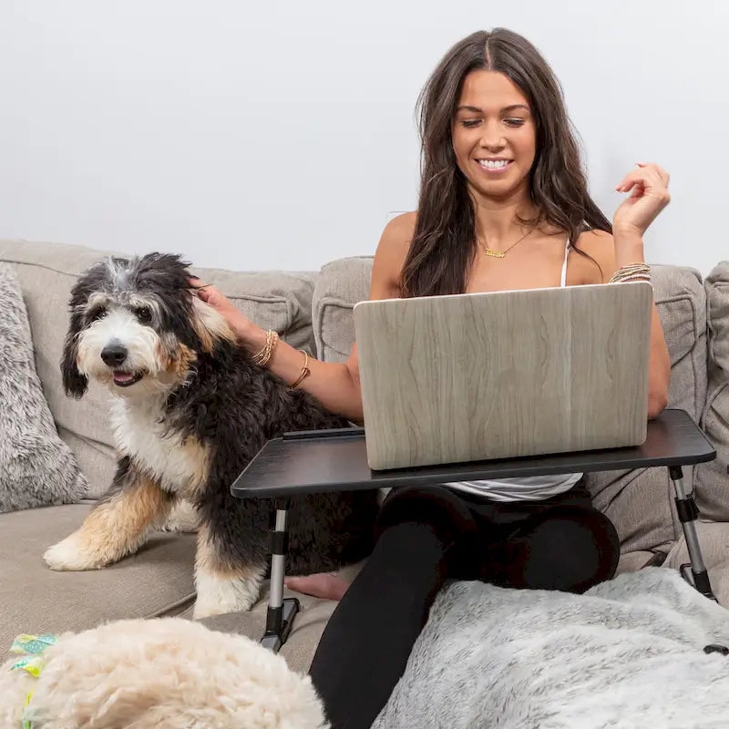 Husband Pillow - Lap Desk Wood Small Top - Fits Up to 17  Laptop - with Dual Cushion, Multifunctional Slot for Tablet