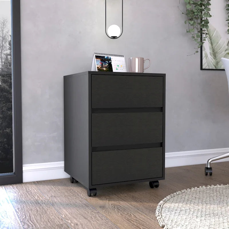 Artemisa 26-inch Tall 3 Drawer Filing Cabinet with 4 Caster Wheels and Superior Top