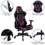 Racing Gaming Ergonomic Chair with Fully Reclining Back in Red LeatherSoft