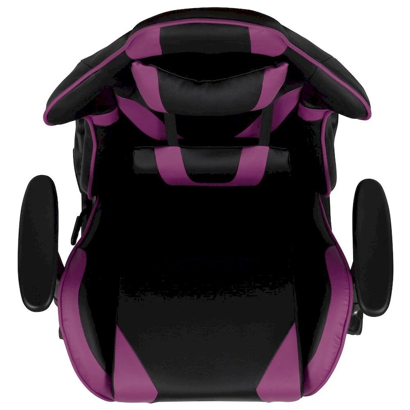 Racing Gaming Ergonomic Chair with Fully Reclining Back in Red LeatherSoft