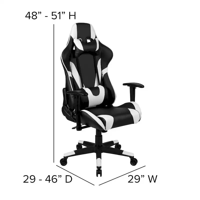 Racing Gaming Ergonomic Chair with Fully Reclining Back in Red LeatherSoft