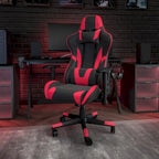 Racing Gaming Ergonomic Chair with Fully Reclining Back in Red LeatherSoft