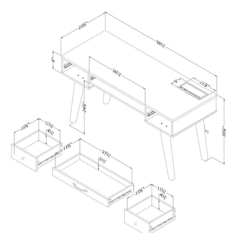 South Shore Helsy Computer Desk with Power Bar
