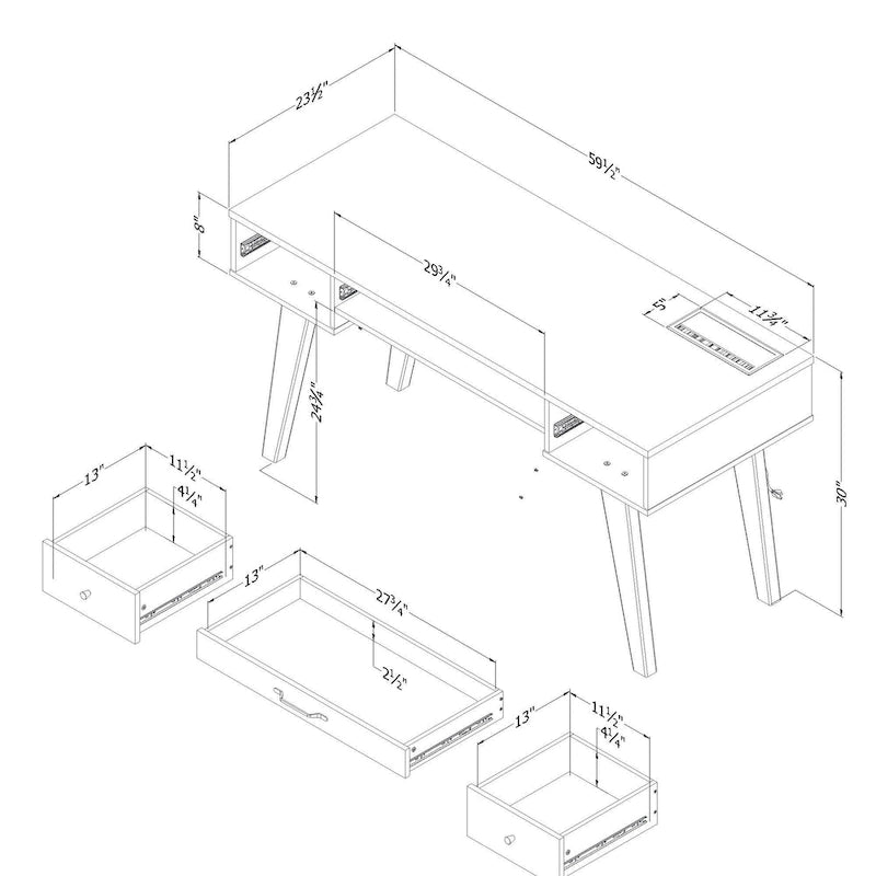 South Shore Helsy Computer Desk with Power Bar