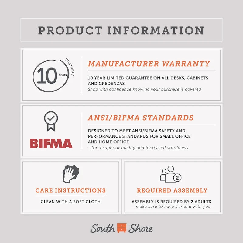 South Shore Helsy Computer Desk with Power Bar