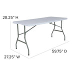 4.97-Foot Bi-Fold Plastic Folding Table with Handle - Event Table