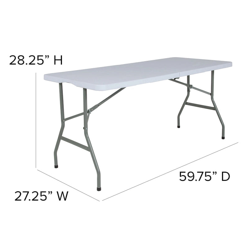 4.97-Foot Bi-Fold Plastic Folding Table with Handle - Event Table