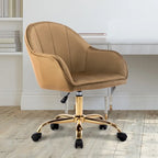 Porthos Home Xenos Velvet Office Chair with Gold Chrome Base