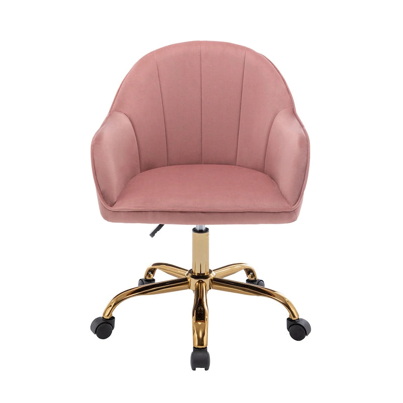 Porthos Home Xenos Velvet Office Chair with Gold Chrome Base