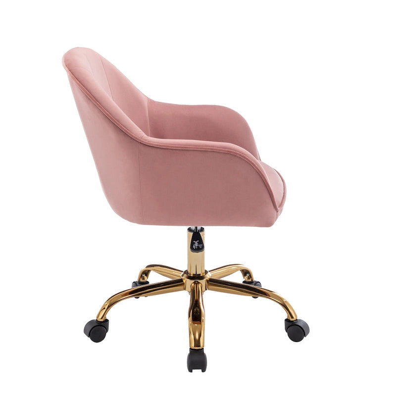 Porthos Home Xenos Velvet Office Chair with Gold Chrome Base