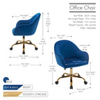 Porthos Home Xenos Velvet Office Chair with Gold Chrome Base