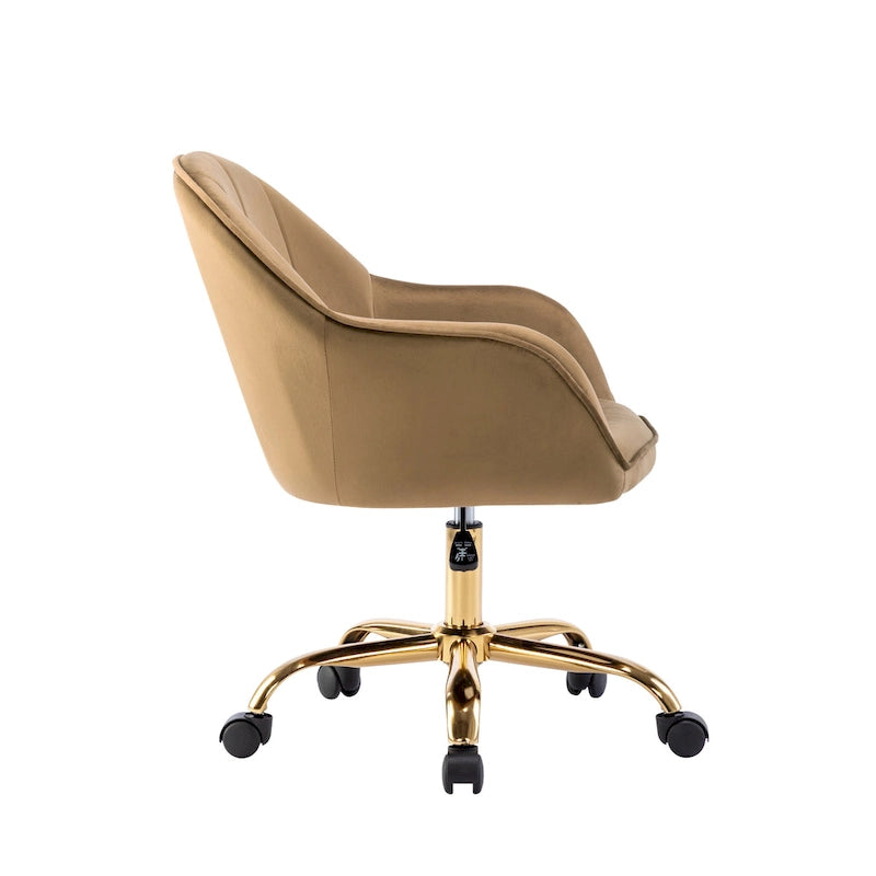 Porthos Home Xenos Velvet Office Chair with Gold Chrome Base