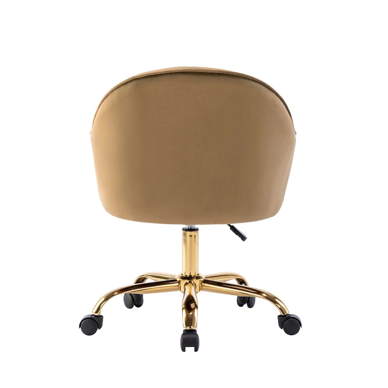 Porthos Home Xenos Velvet Office Chair with Gold Chrome Base