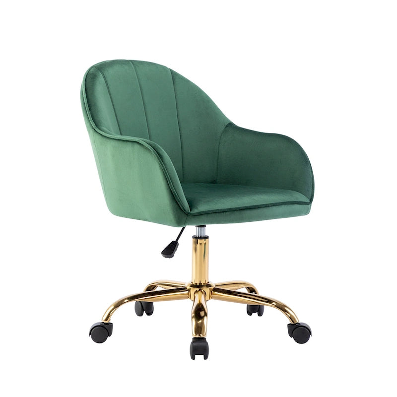 Porthos Home Xenos Velvet Office Chair with Gold Chrome Base