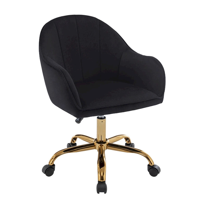 Porthos Home Xenos Velvet Office Chair with Gold Chrome Base