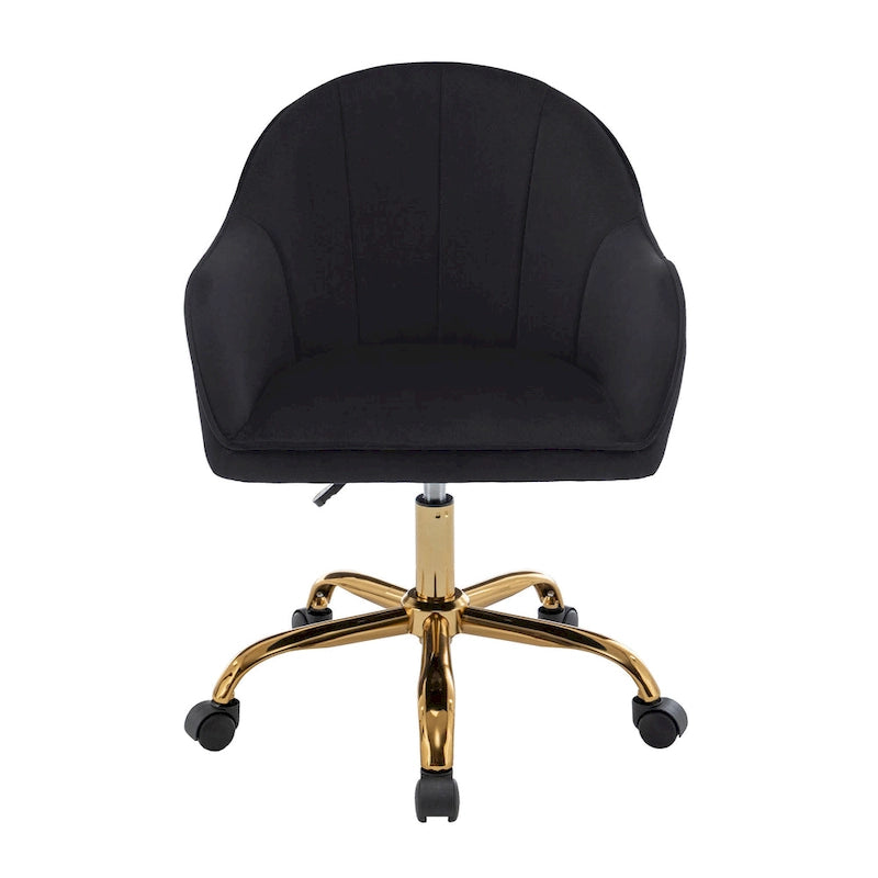 Porthos Home Xenos Velvet Office Chair with Gold Chrome Base