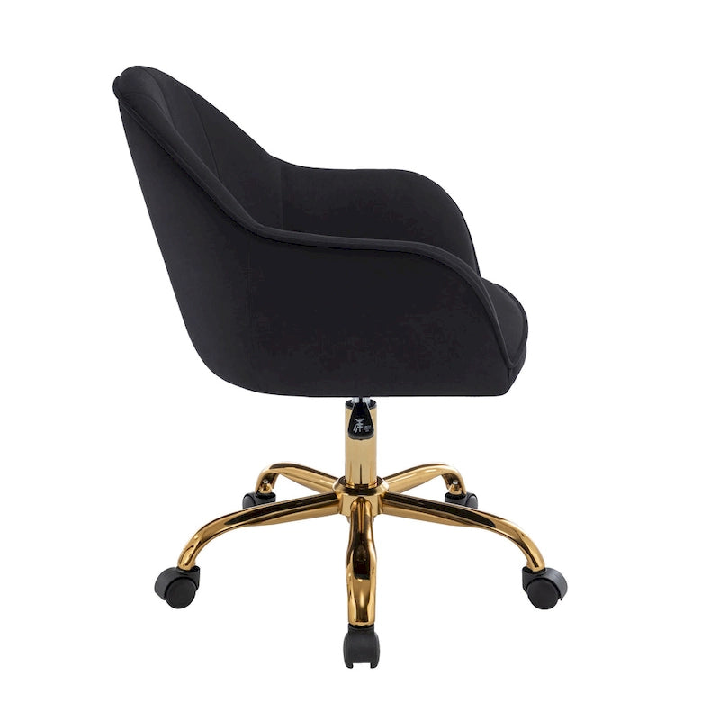 Porthos Home Xenos Velvet Office Chair with Gold Chrome Base