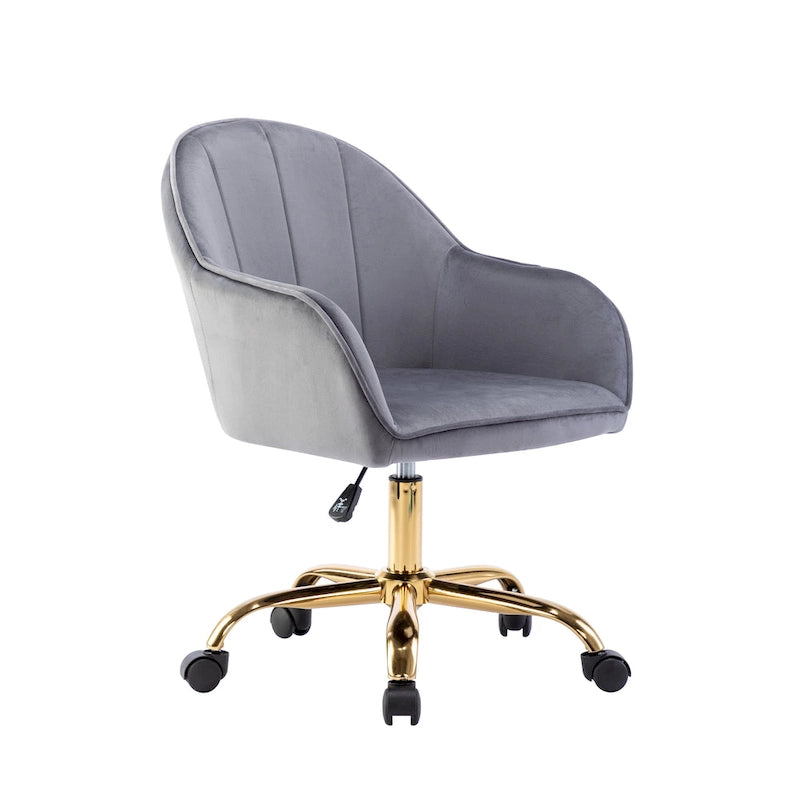 Porthos Home Xenos Velvet Office Chair with Gold Chrome Base