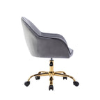 Porthos Home Xenos Velvet Office Chair with Gold Chrome Base